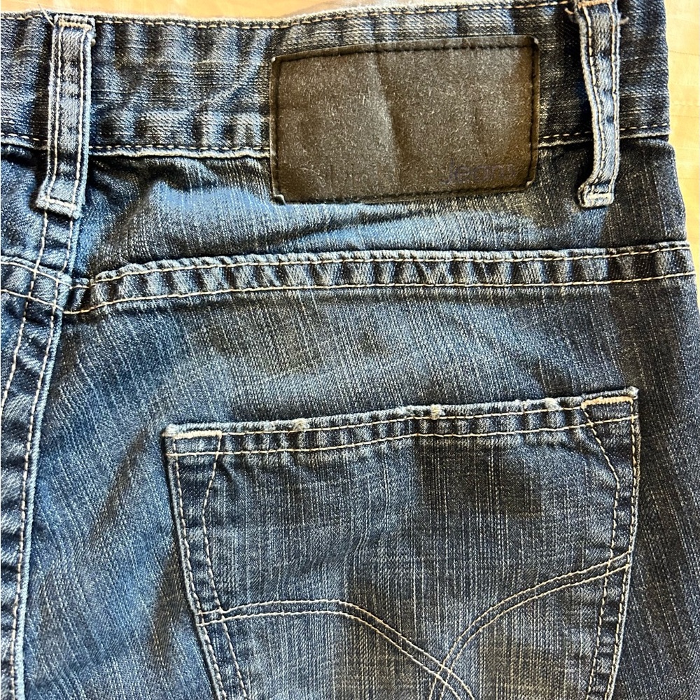 Calvin Klein Jeans Men 30x32 Blue Slim Straight‎ Whiskered Dark Wash Denim Pants - Picture 3 of 4